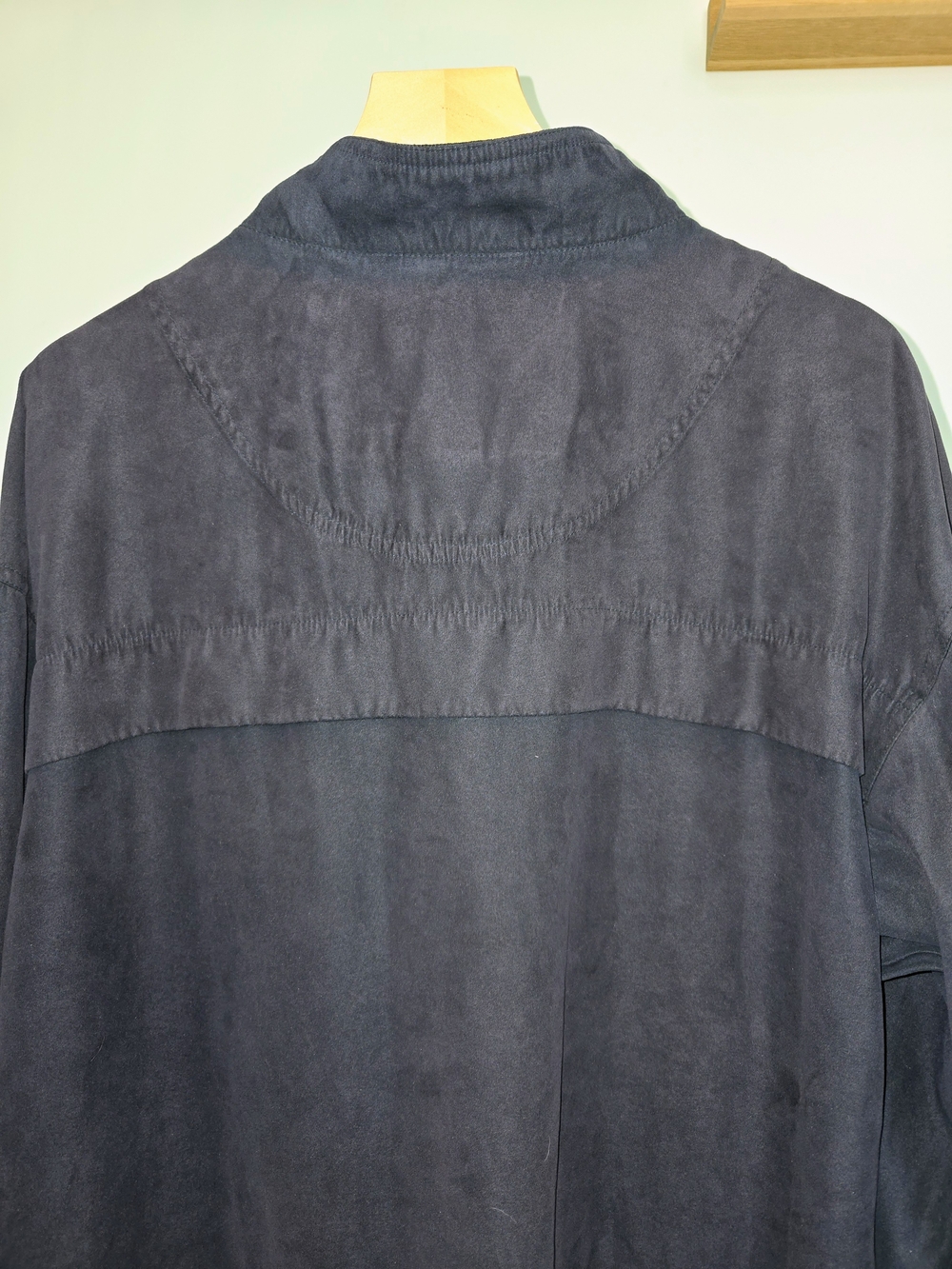 Vintage Navy Blue Suede Henley Mock Neck Pullover Jacket - Size L - Picture 6 of 16
